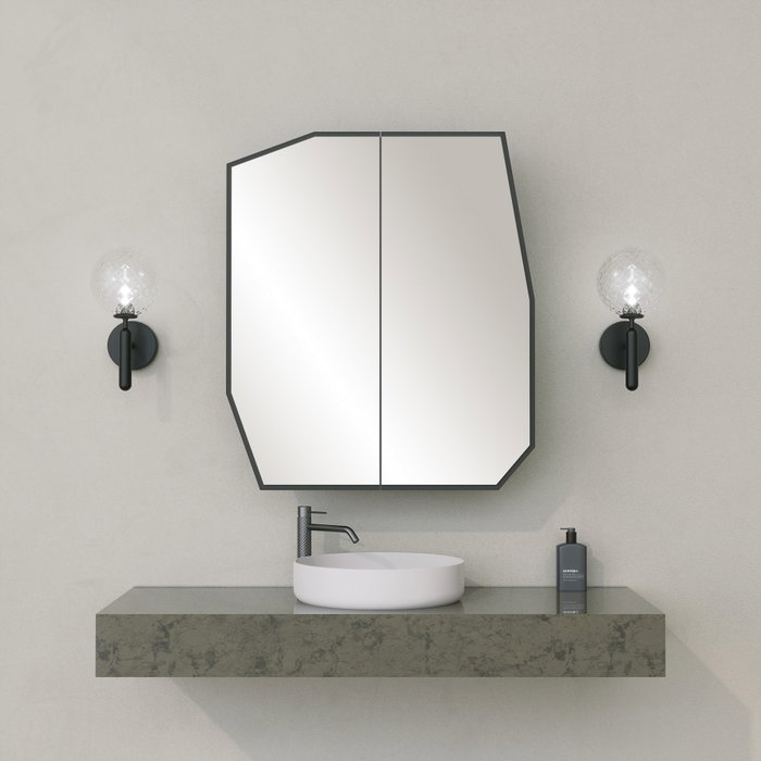 Hanah Home Armario de Baño MDF Negro con Espejo 50x45x12 cm